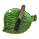 Beurrier barbotine feuille verte avec couteau bambou noir