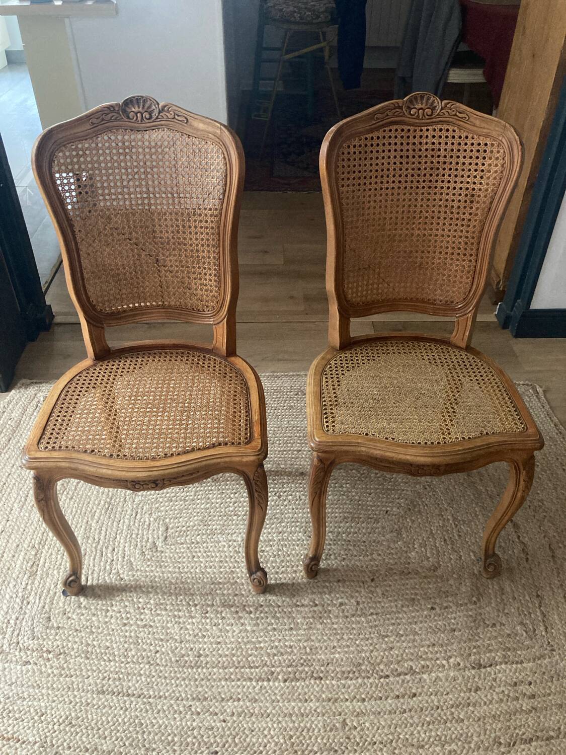 Two caned chairs