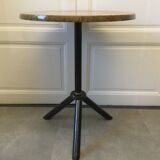 Bistro table with steel base from the 70s/80s