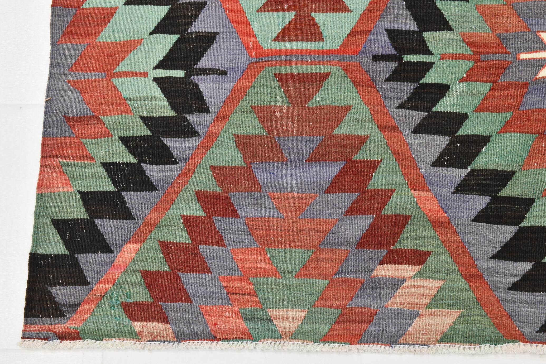 6x8 Geometric Handmade Wool Oushak Area Kilim Rug, 170x255Cm