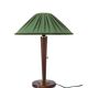 Recycled vintage lamp — spindle wooden base, pleated green linen shade