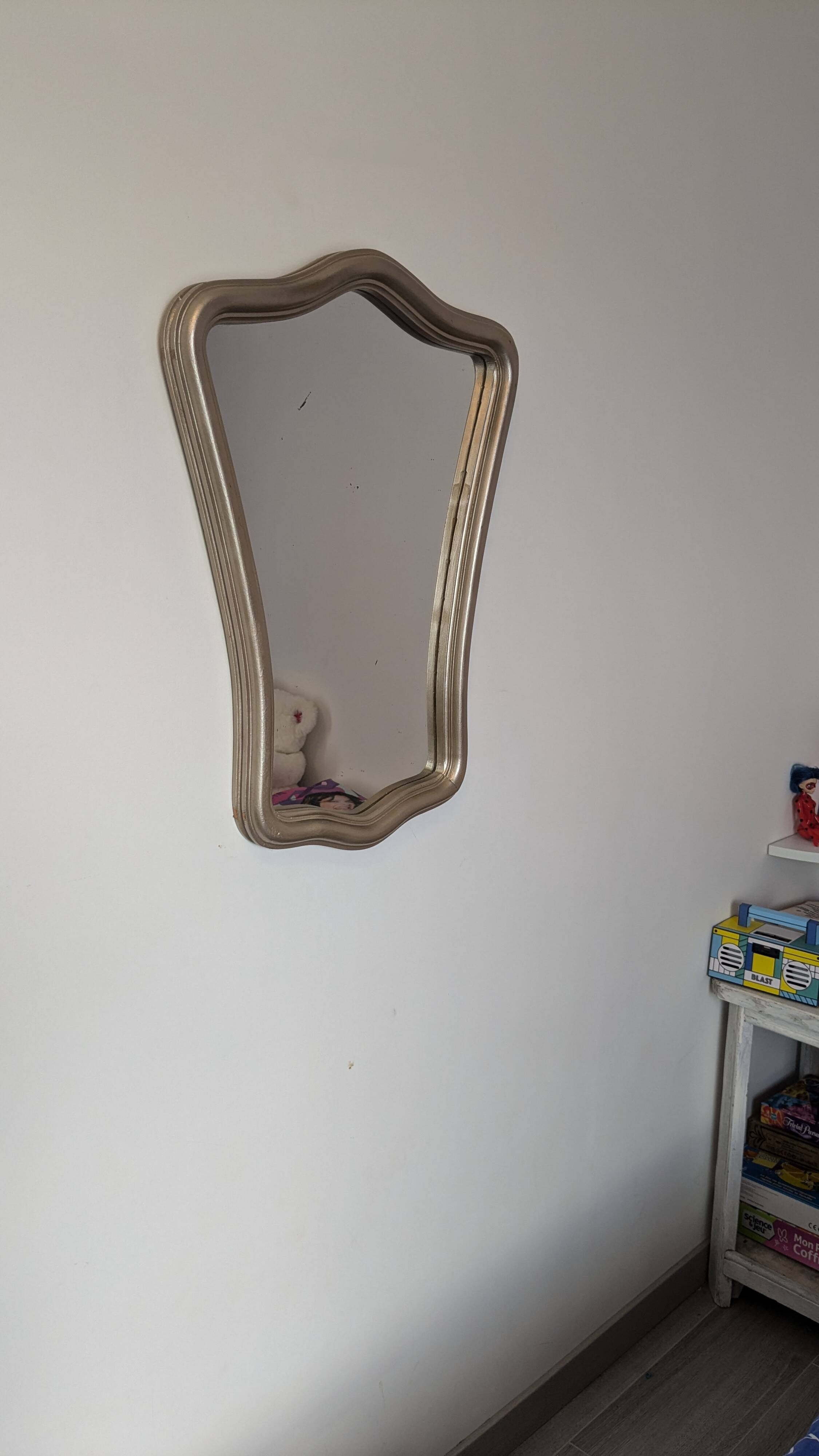 Miroir style Louis XV argenté 67 x 50 cm