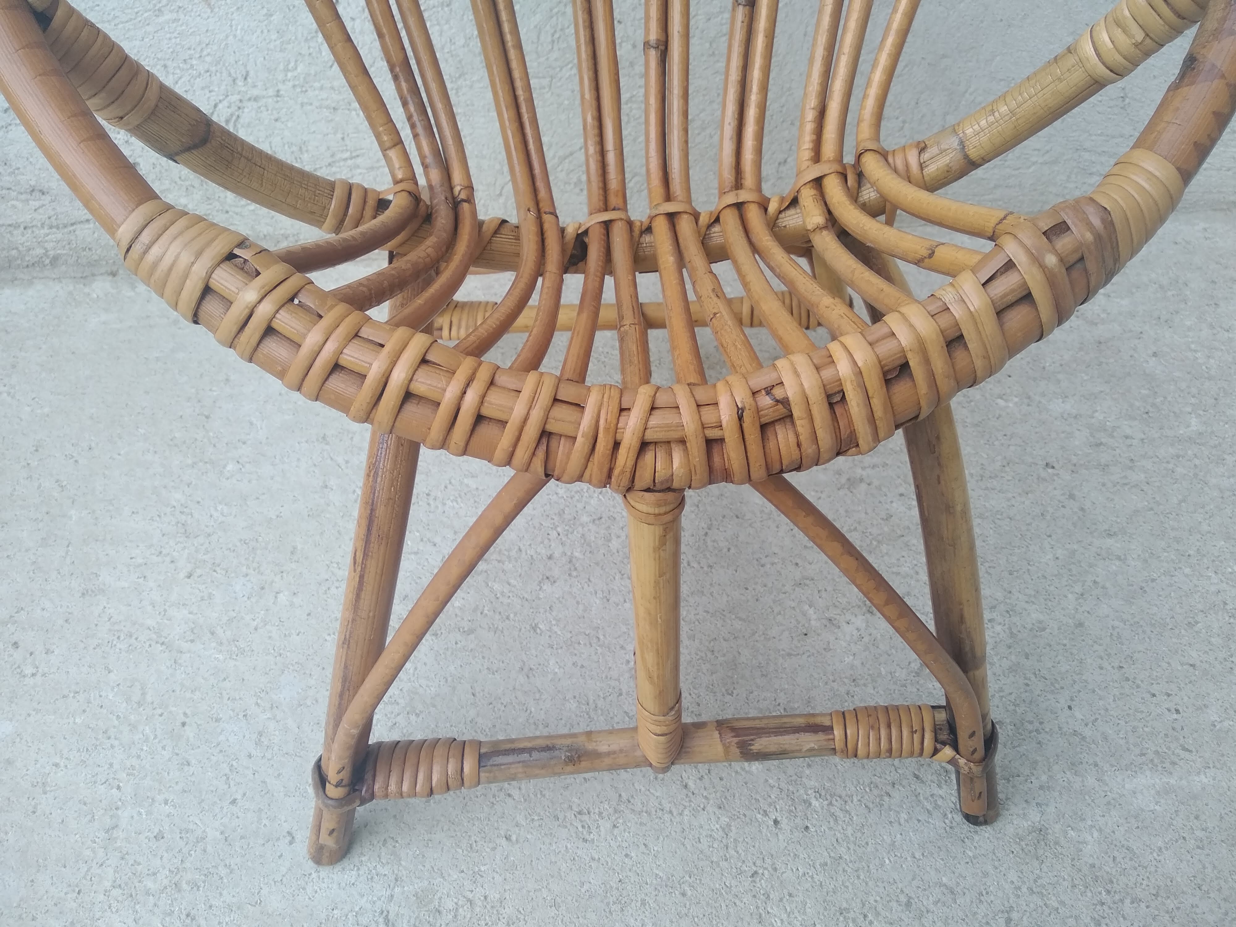 Rattan shell armchair for children 60s