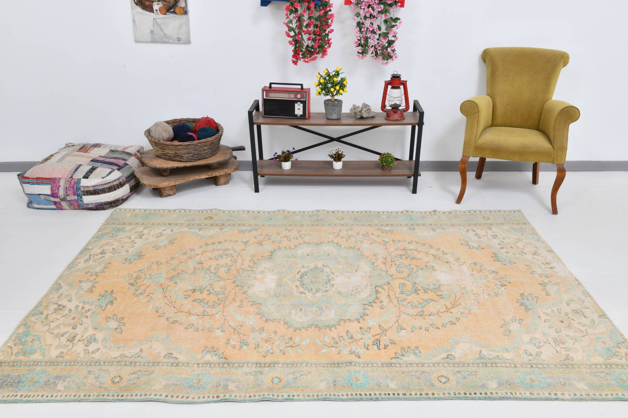 6x9 Pale Orange Oriental Vintage Rug 182x270Cm SK 21429