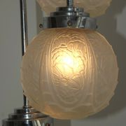 french art deco light in chrome with 3 floral opaque glass shades
