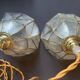 Pair of portable lamps in mother-of-pearl and brass