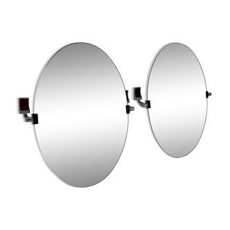 Pair of oval and tortoiseshell mirrors 1970s