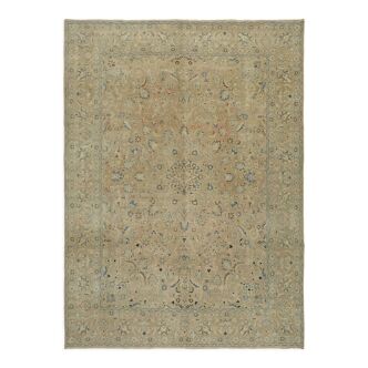 Handmade turkish decorative 1980s 287 cm x 366 cm beige wool carpet
