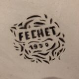 beveled mirror signed Fechet 52cm