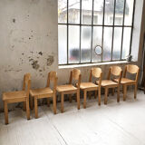 6 80s beech chairs
