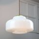 Lampe à Suspension Mid-Century en Laiton et Opaline, Italie, 1950s