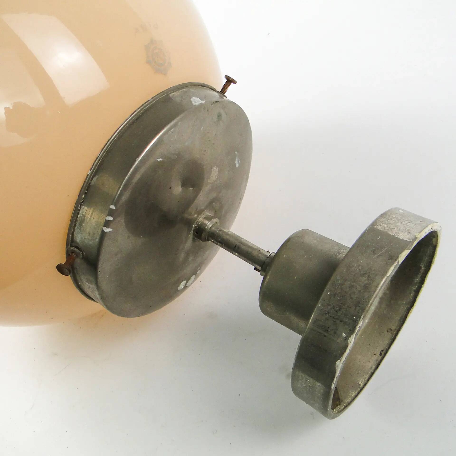 Ceiling lamp, Art Deco, nickel-plated brass, beige glass, Austria, 1930s