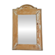 Antique mirror in raw wood with a patina and pediment.
