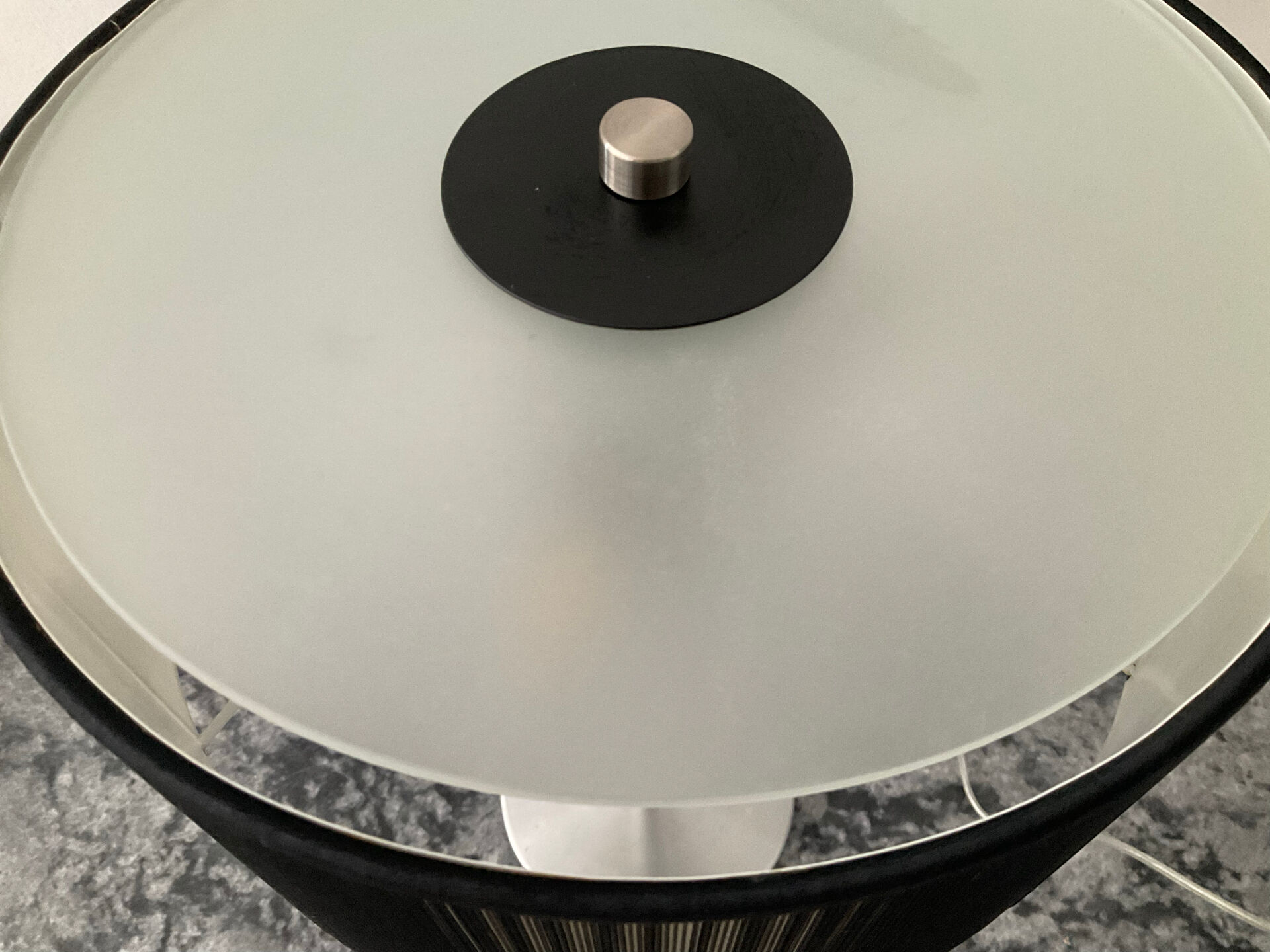 Brushed aluminium and glass design lamp