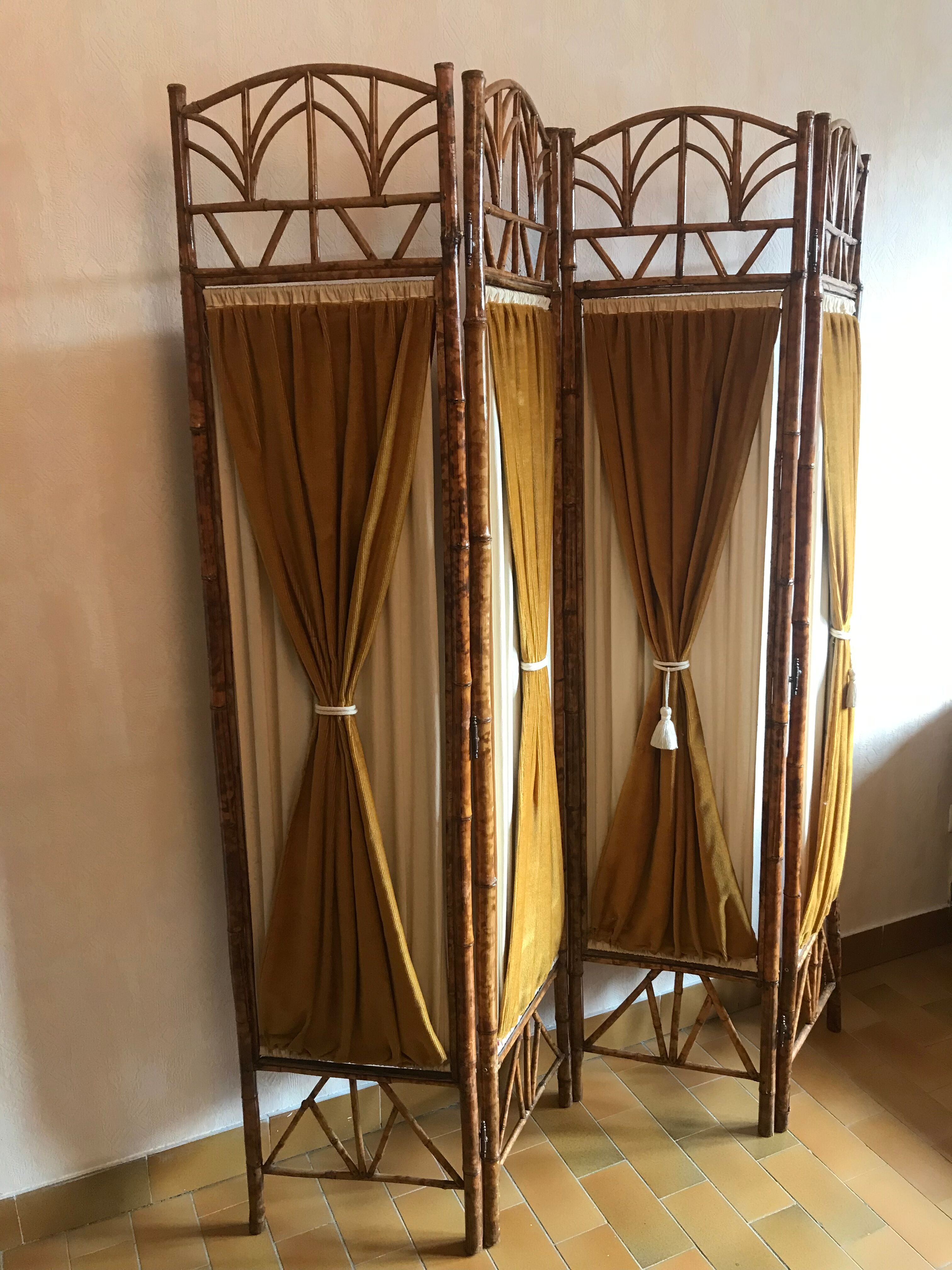 Bamboo and velvet screen