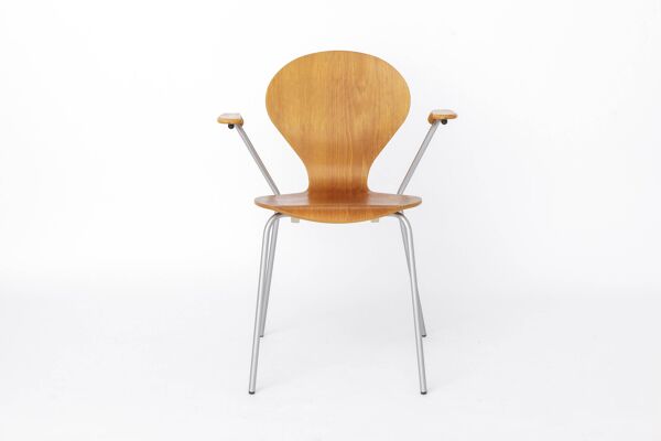 Chaise de bureau vintage en métal et contreplaqué, années 1980 – Chaise de bureau minimaliste