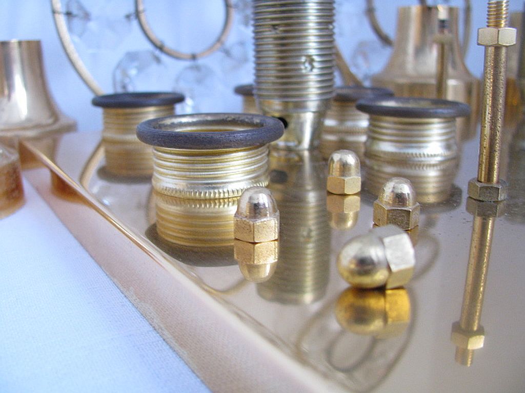 Lampe murale doré, cristaux de verre des années 1960