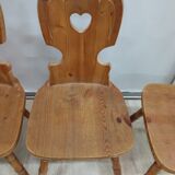 Series of 4 Savoyard pine chairs