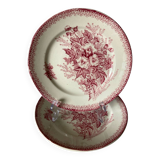 2 Onnaing Terre de Fer plates, Eglantines model, circa 1900