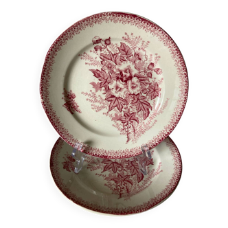 2 Onnaing Terre de Fer plates, Eglantines model, circa 1900