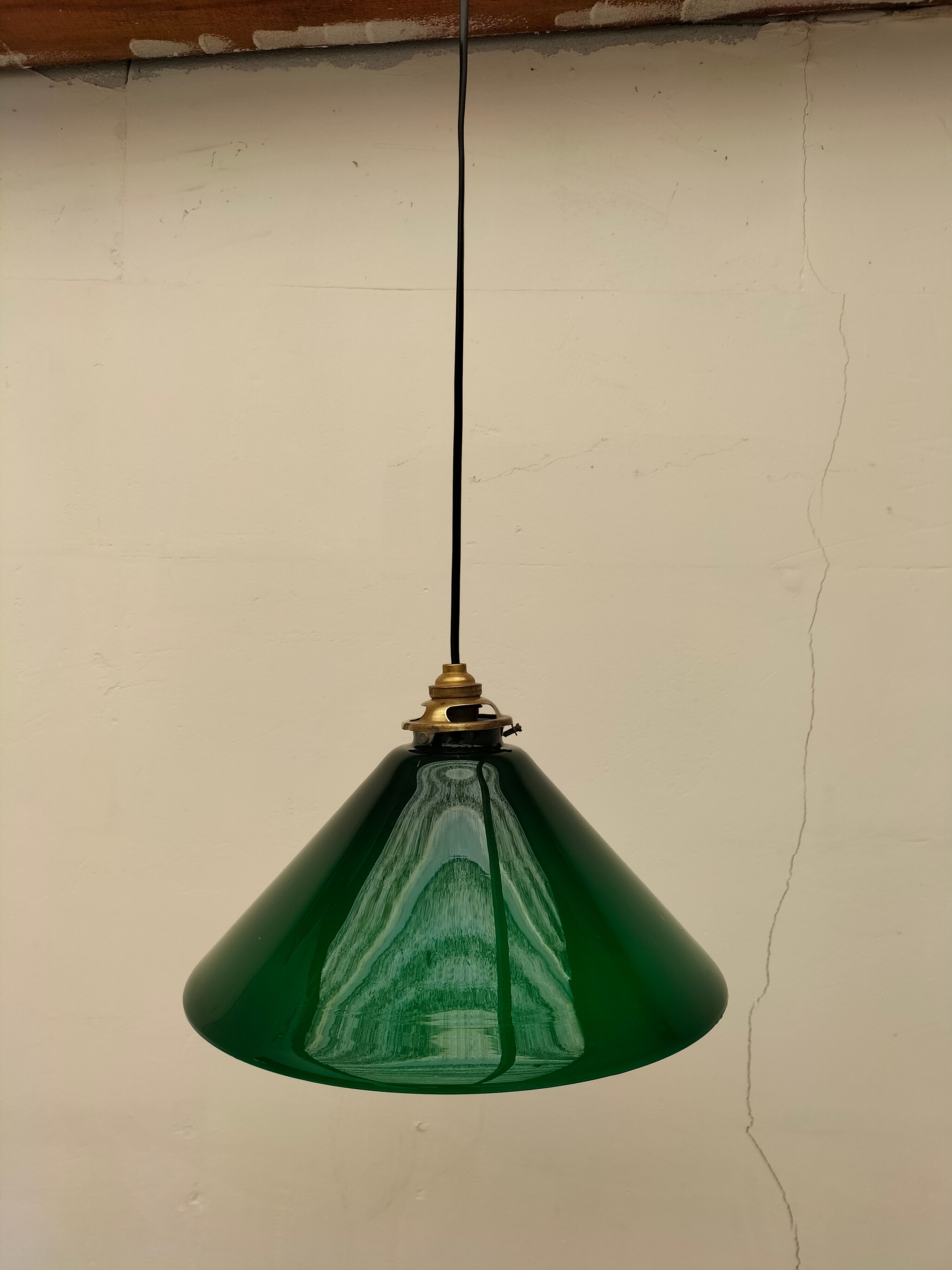Old green opaline lamp