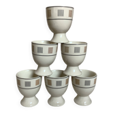 Six geometric coquetry motifs in beige and brown.
