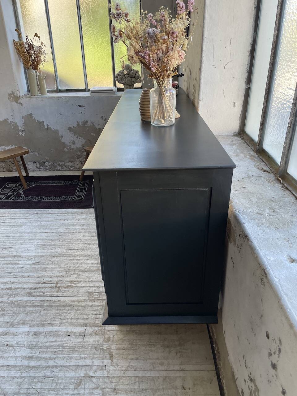 60s brutalist black sideboard