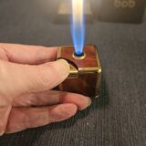 Vintage table lighter "Cube" Royal Bob – Wood Burl & Gold Finish