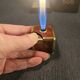 Vintage table lighter "Cube" Royal Bob – Wood Burl & Gold Finish