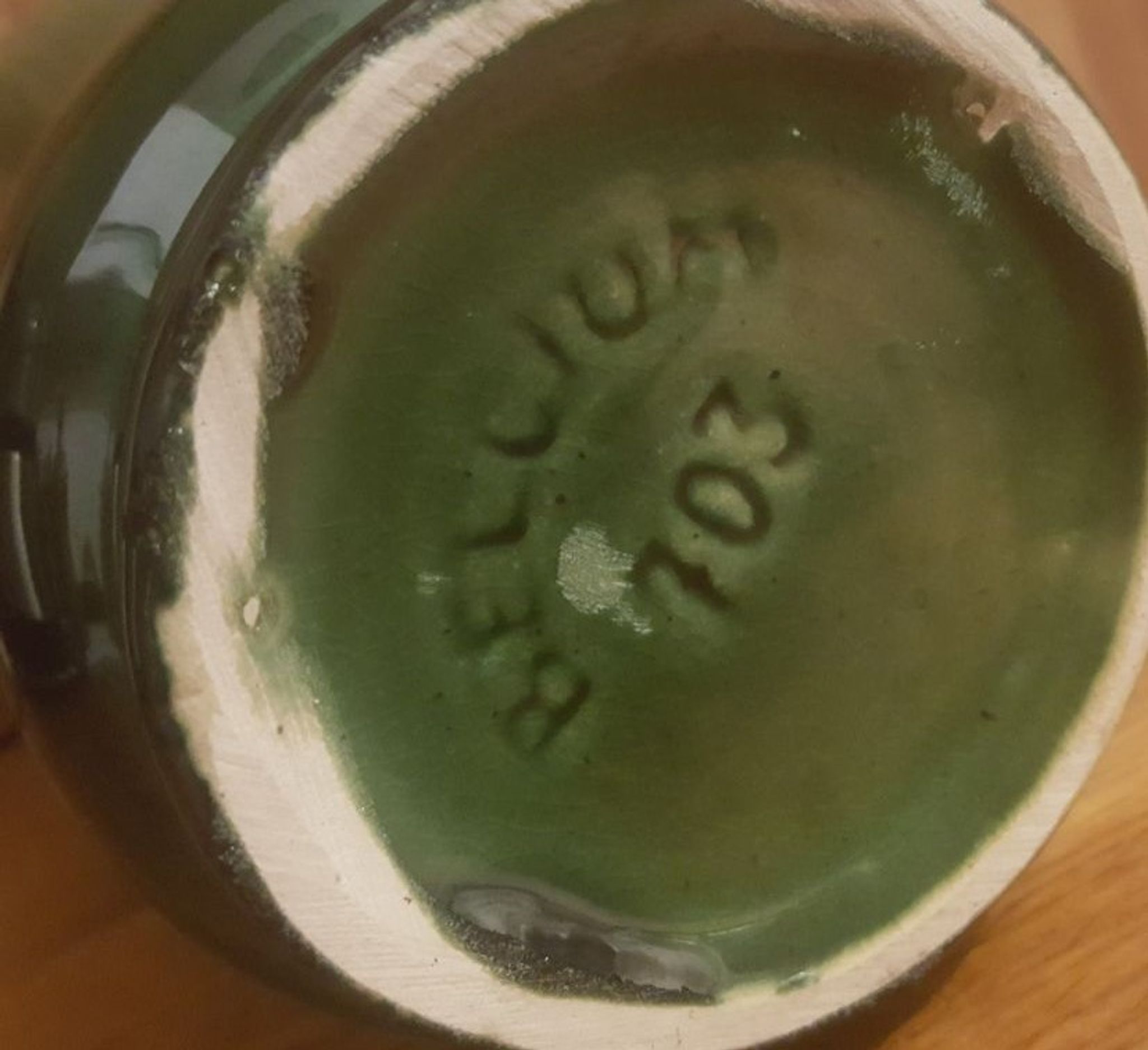 Vintage green ceramic vase 50s Belgium