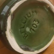 Vintage green ceramic vase 50s Belgium