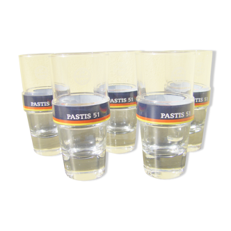 Series of five vintage Pernod pastis glasses