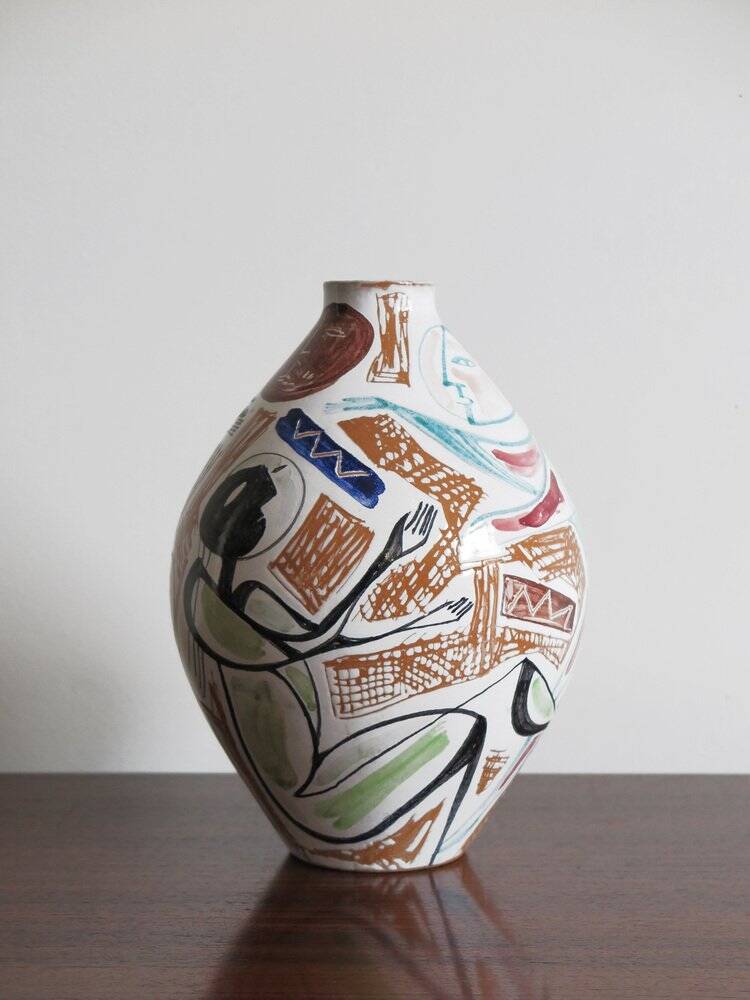 Italian Ceramic Vase by Elio Schiavon, 50s