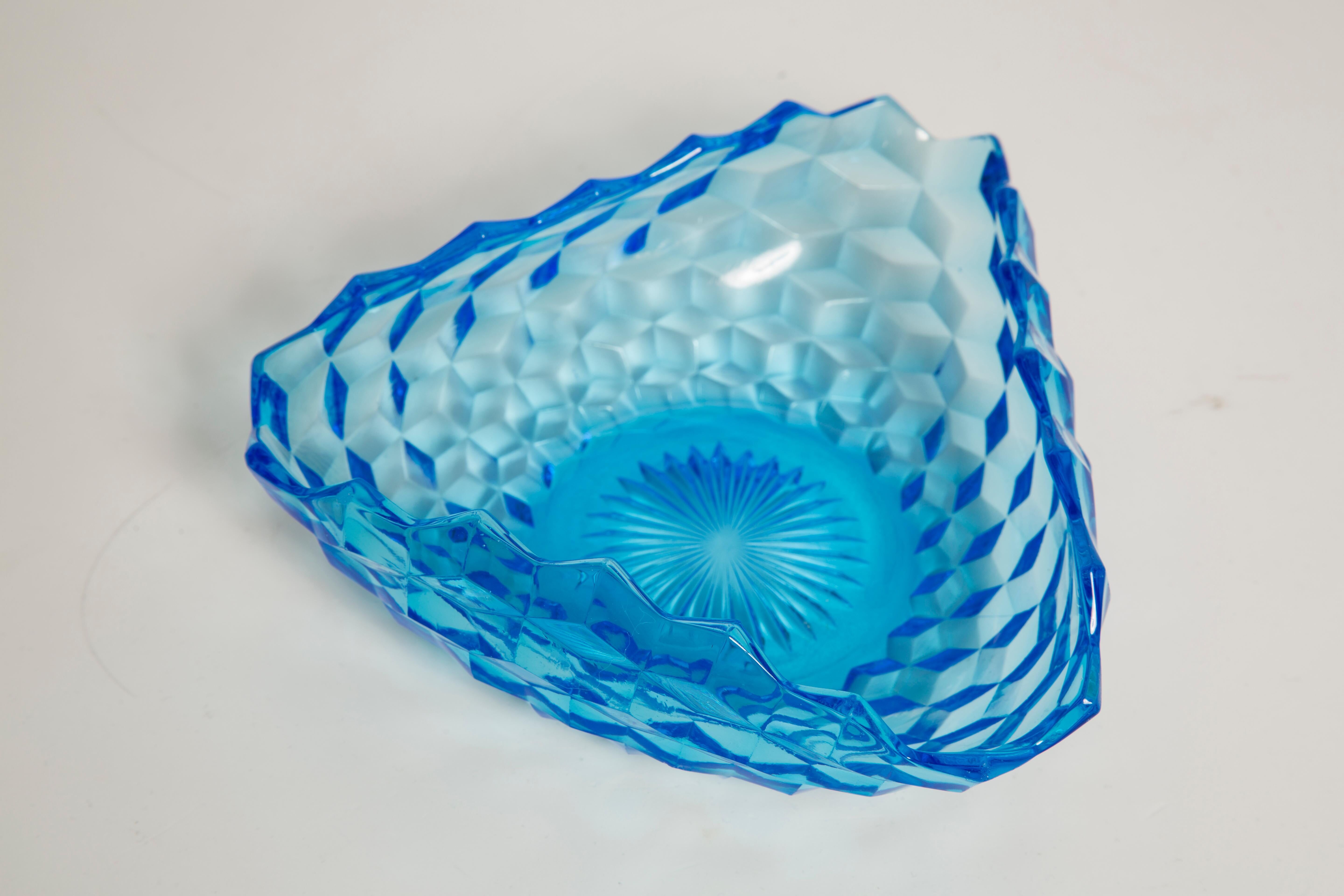 Vintage light blue decorative plate in glass - Italy, 1960s