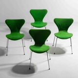 Set of 4 Fritz Hansen butterfly chairs in deep green fabric, 1980s