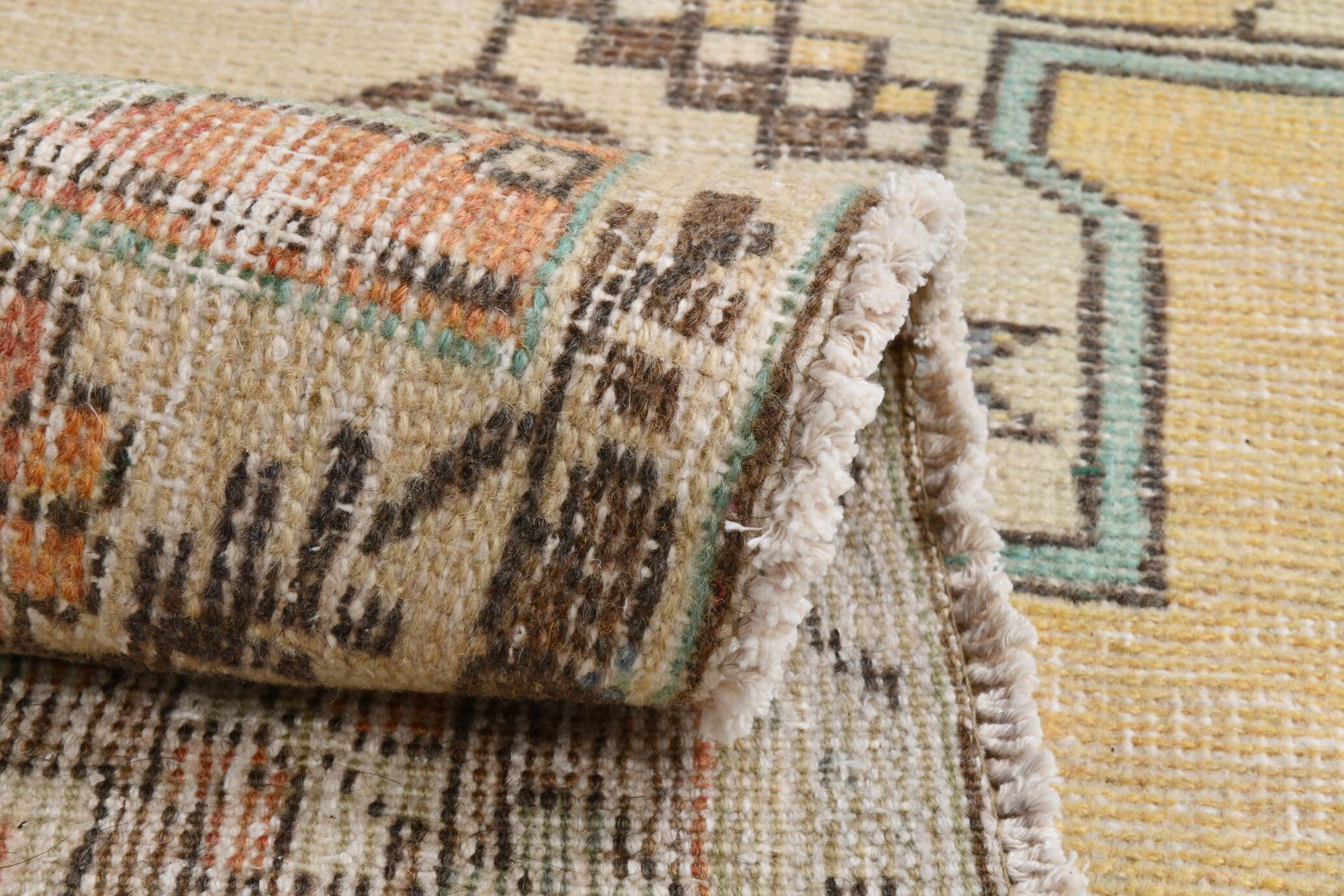 Yellow & Brown Oriental Vintage Rug, 125x230Cm