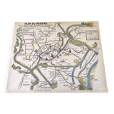 Old map of Strasbourg monuments and tram network