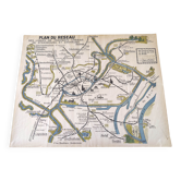 Old map of Strasbourg monuments and tram network