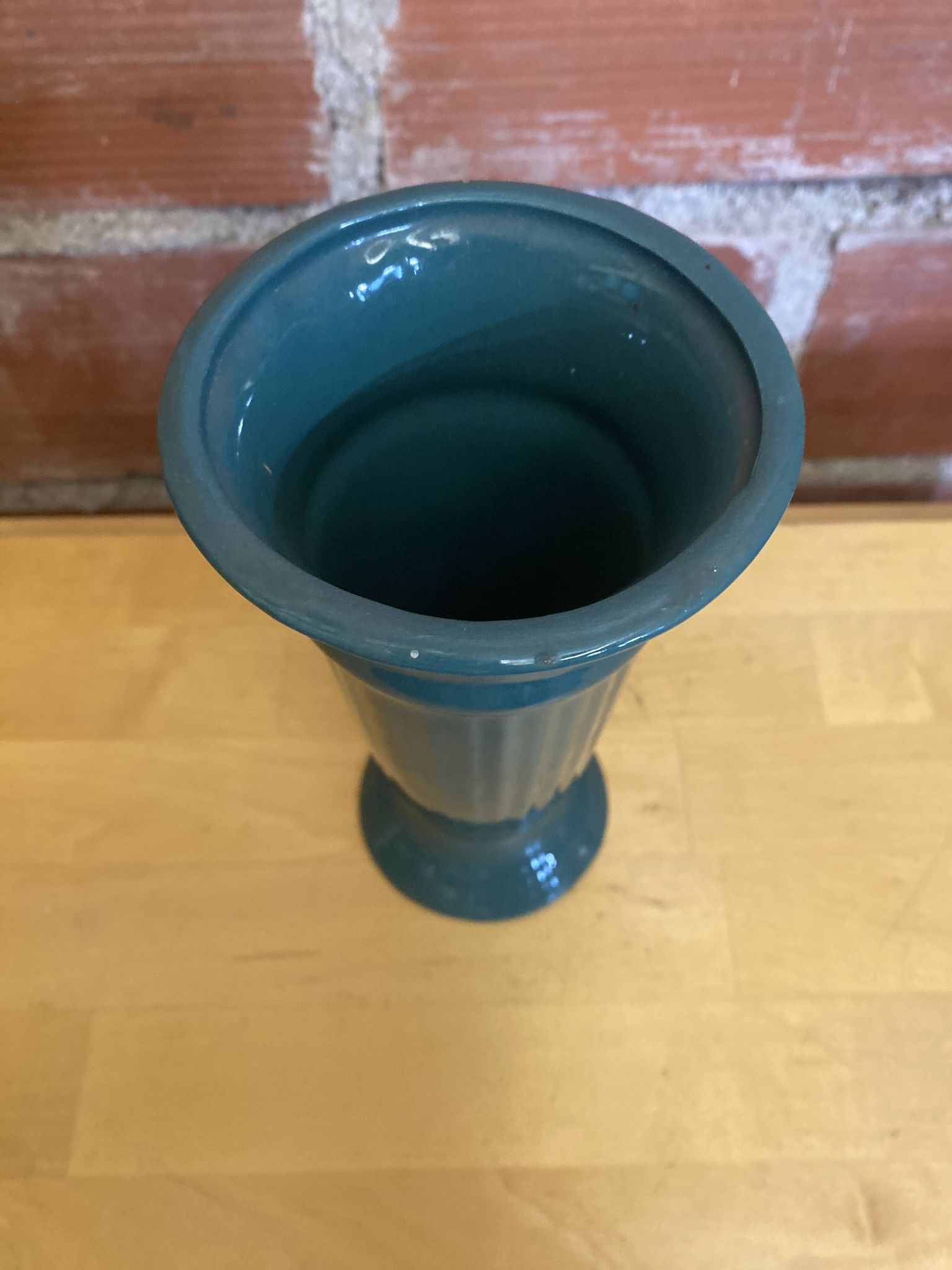Vase ancien céramique verte années 70 vintage