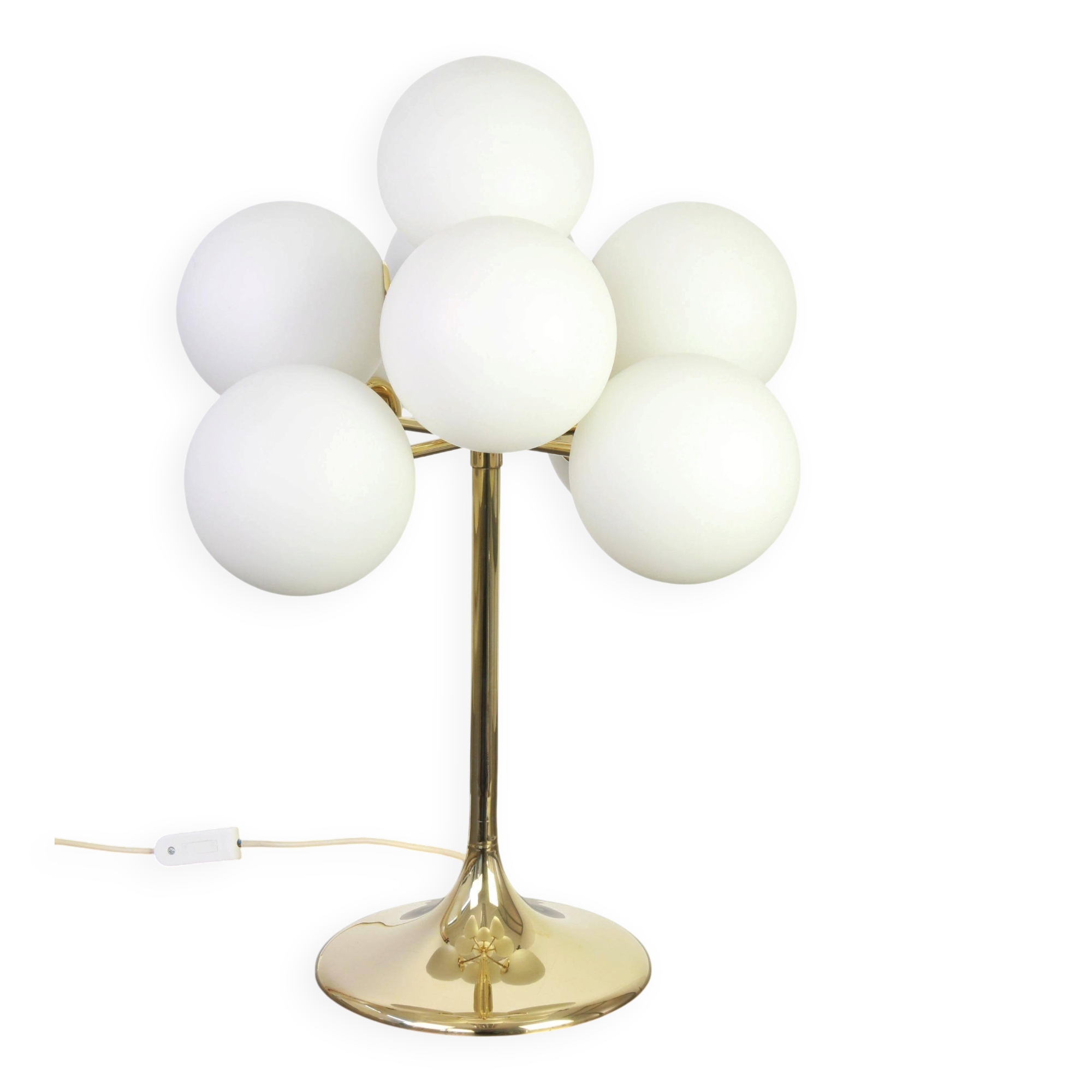 Lampe de table en laiton atomique, Suisse, années 1960