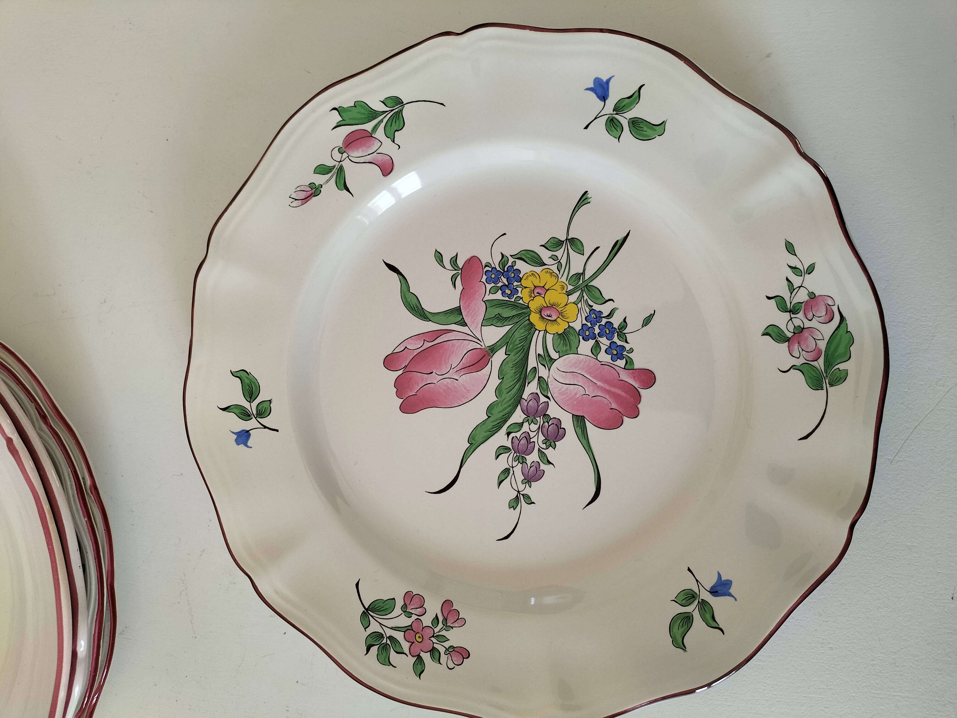 12 antique floral plates bistro & guest table style