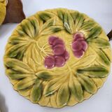 Sarreguemines dessert plates in barbotine with fruit decoration French Vintage