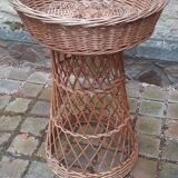 Vintage 50s planter on rattan stand