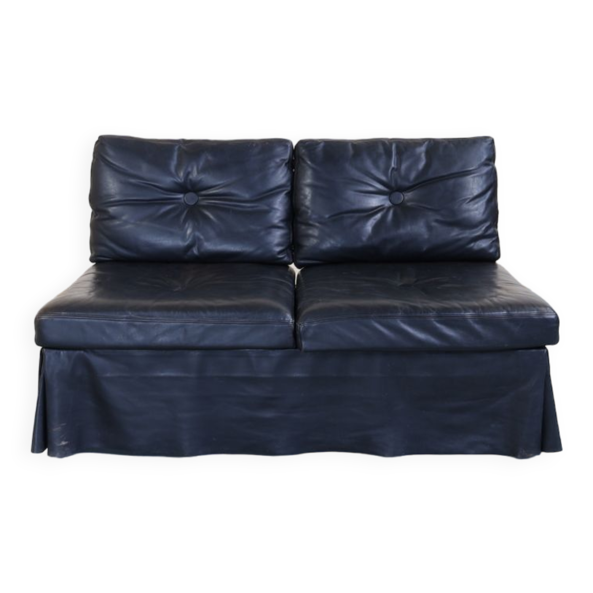 Vintage Leather Sofa on Wheels, 1970s