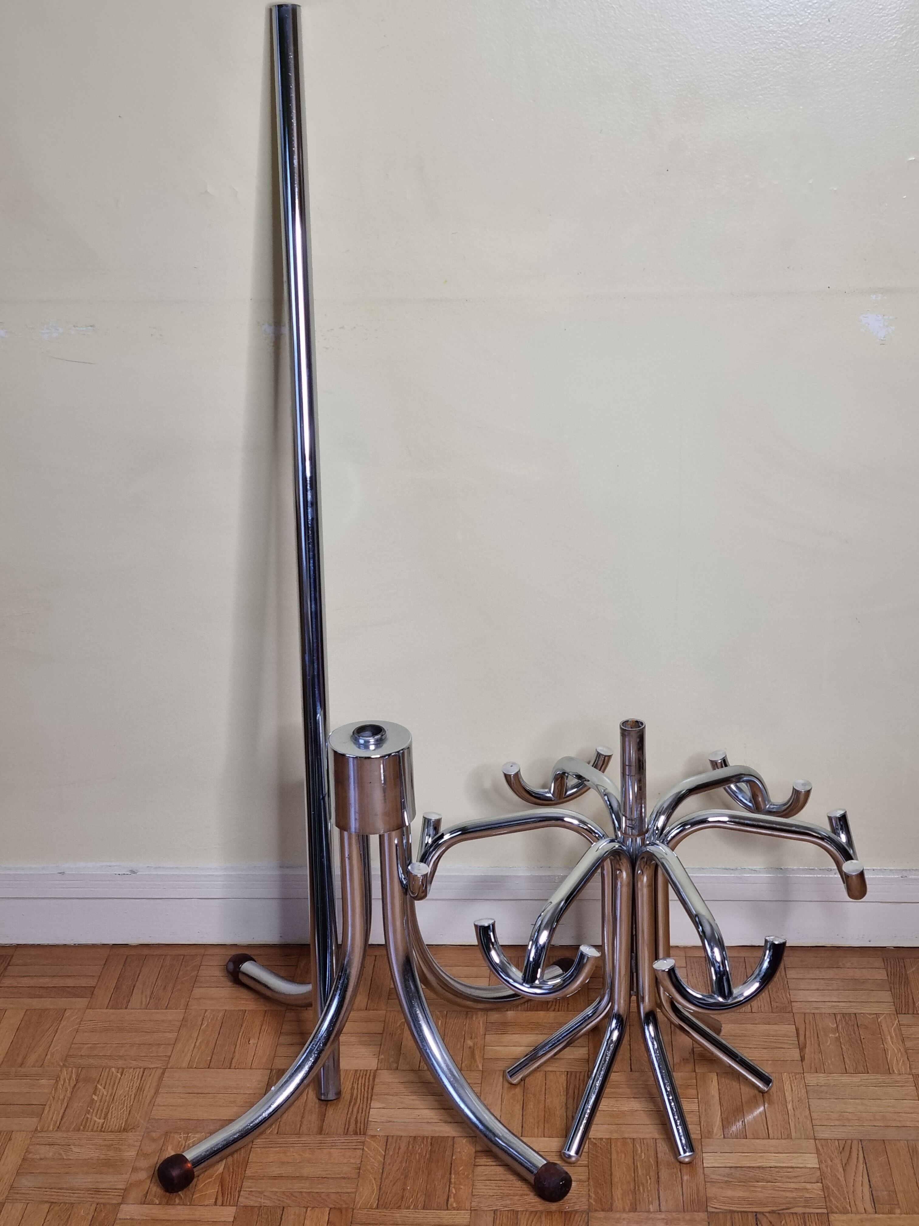 Portemanteau vintage en métal chromé, années 50-60