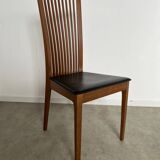 Set of 4 high back chairs in wood and imitation leather Italian design Calligaris