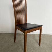 Set of 4 high back chairs in wood and imitation leather Italian design Calligaris