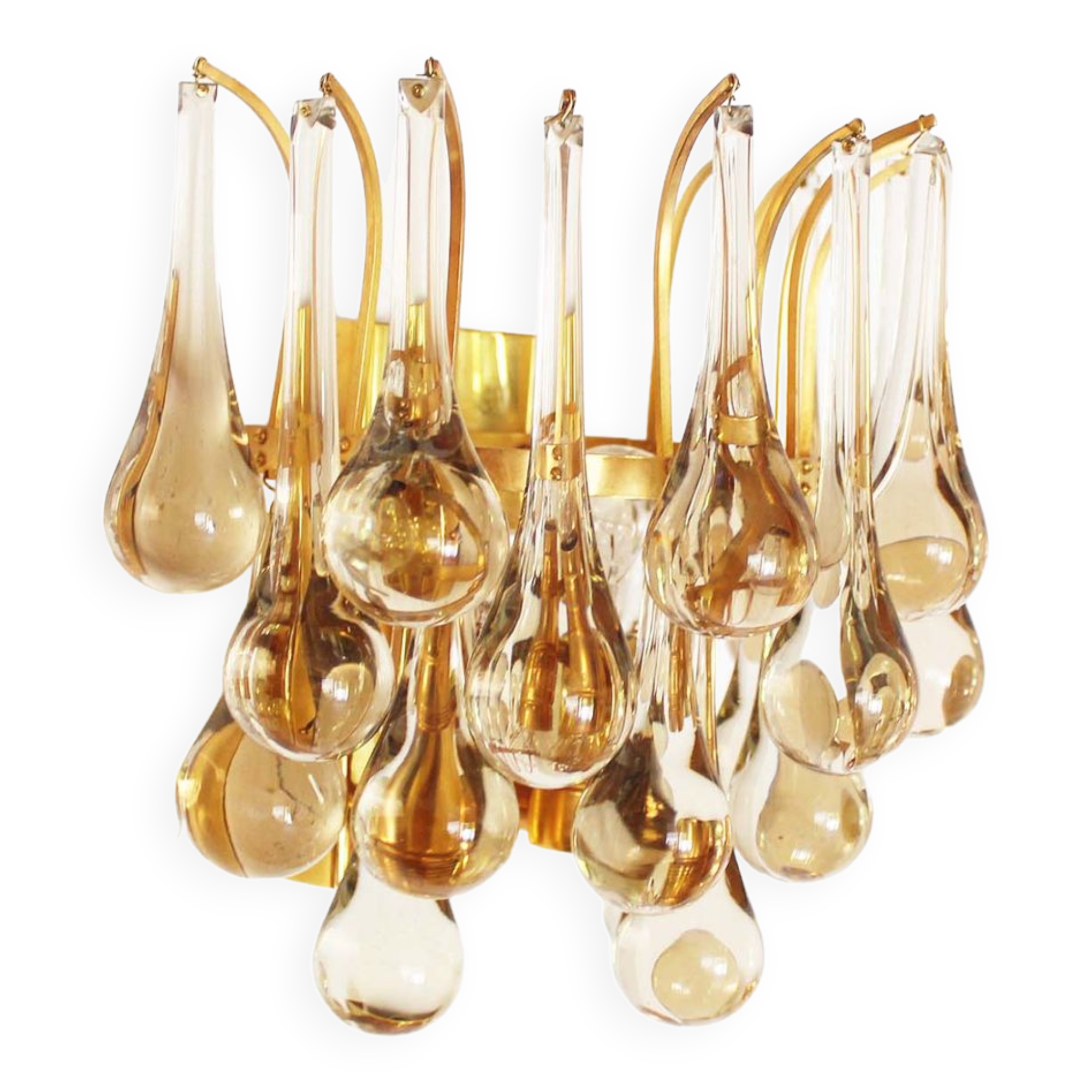 Gilt and crystal glass teardrop sconce by Christoph Palme