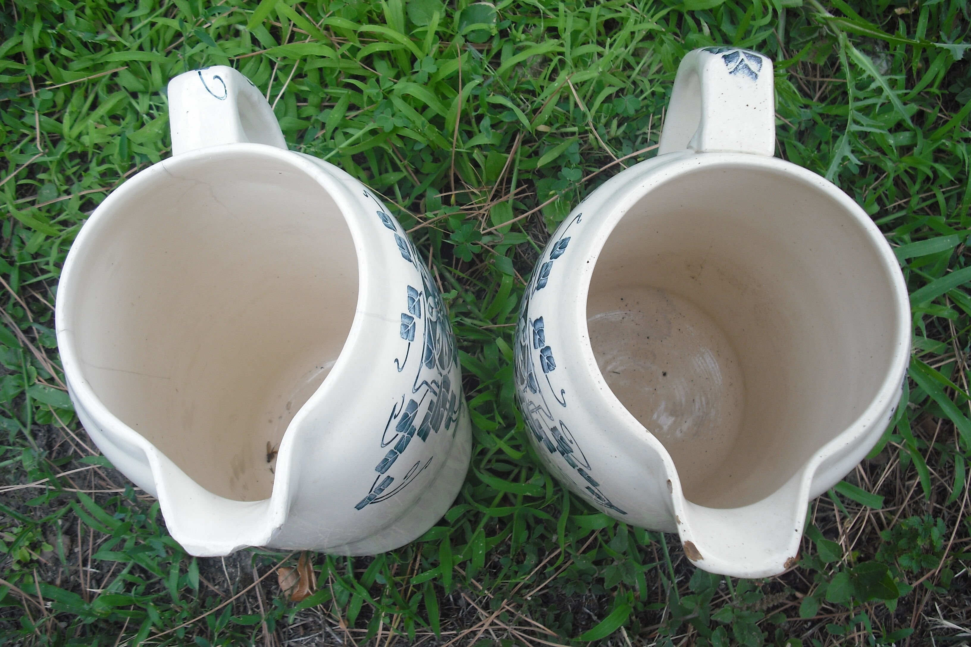 Two earthenware water brocs "Carmen" Longchamps