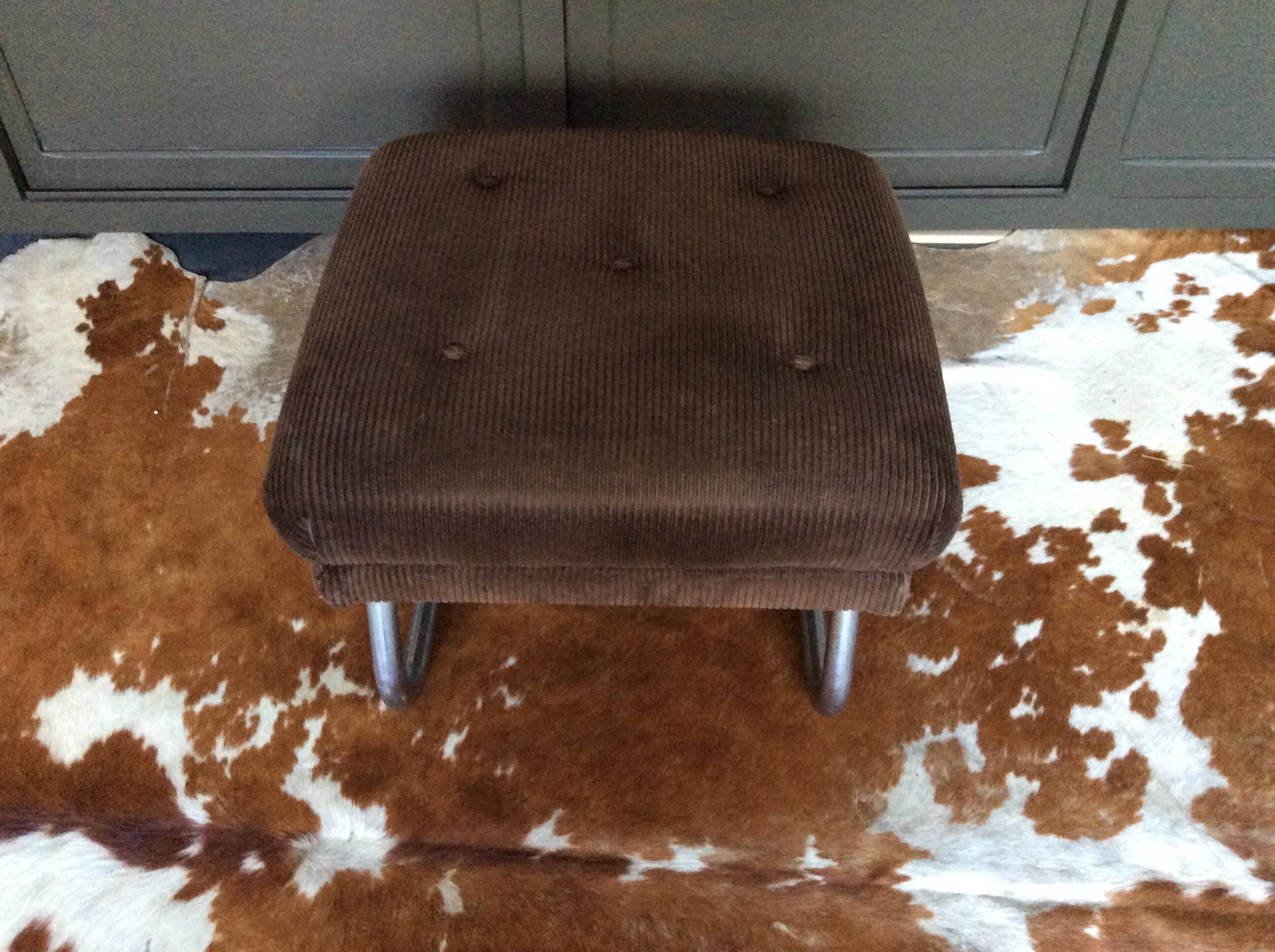 Velvet pouf adjustable footrest